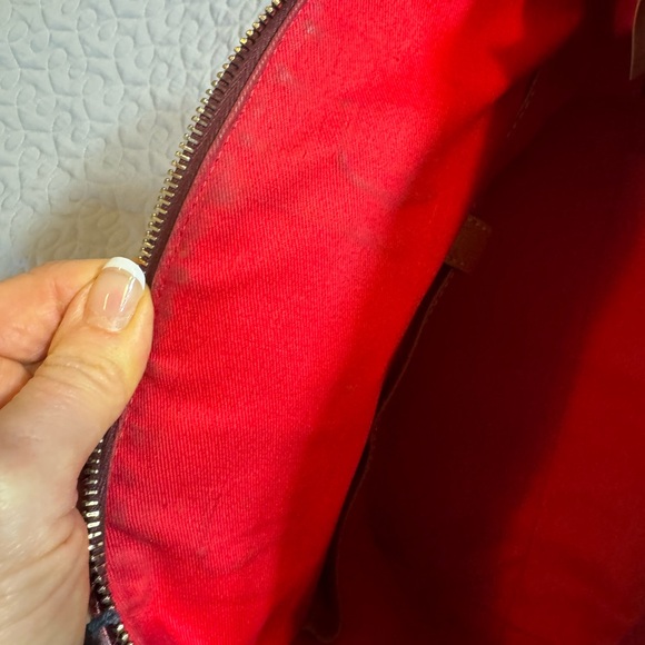 EUC-DOONEY & BOURKE RED CROCO SATCHEL WITH SHOULDER STRAP - Picture 13 of 15